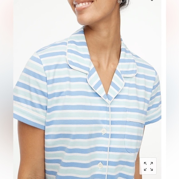 J. Crew Women’s Striped short sleeve knit pajama top AZ146 Blue & White Stripes - Picture 2 of 7
